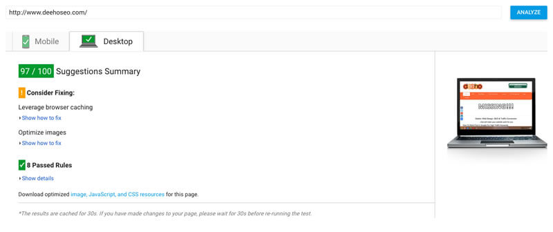Deeho Desktop Page Load Speed