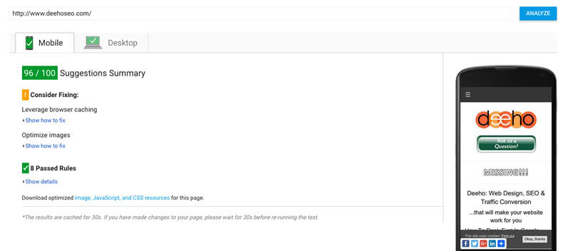 Deeho mobile load speed